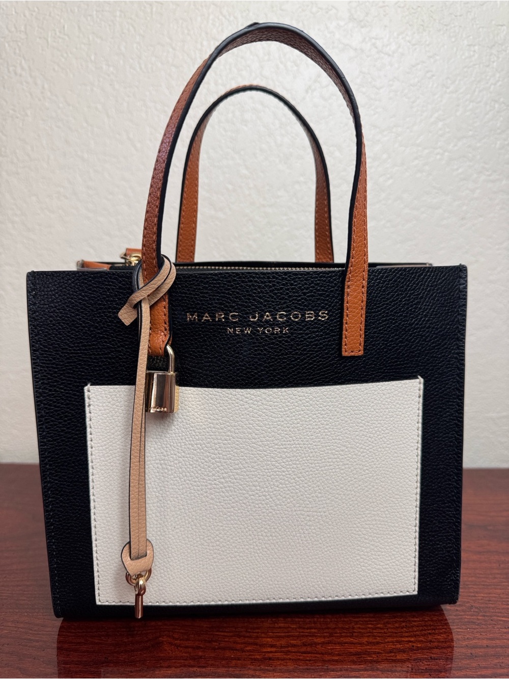 Marc Jacobs Black, White & Tan Colorblock Satchel